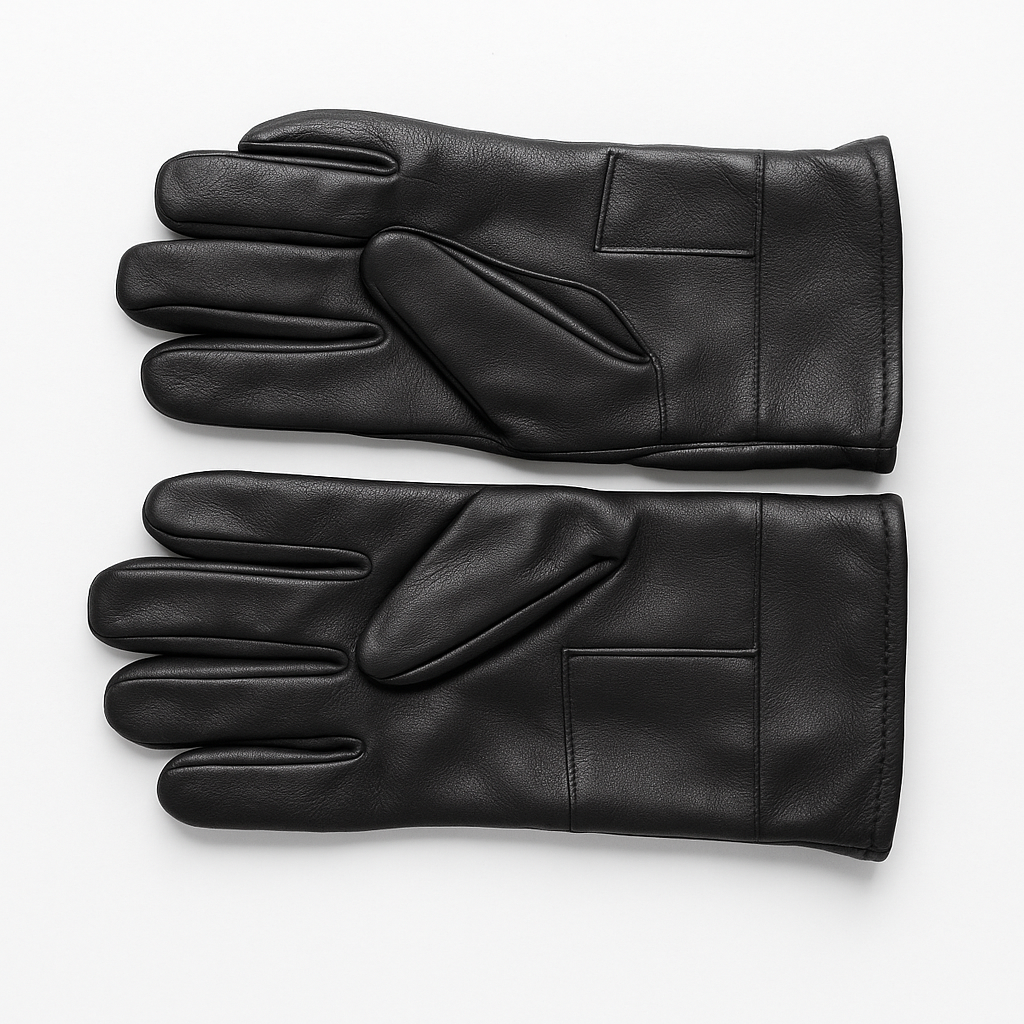 Men’s Pure Leather Winter Gloves – Premium Black with Adjustable Strap