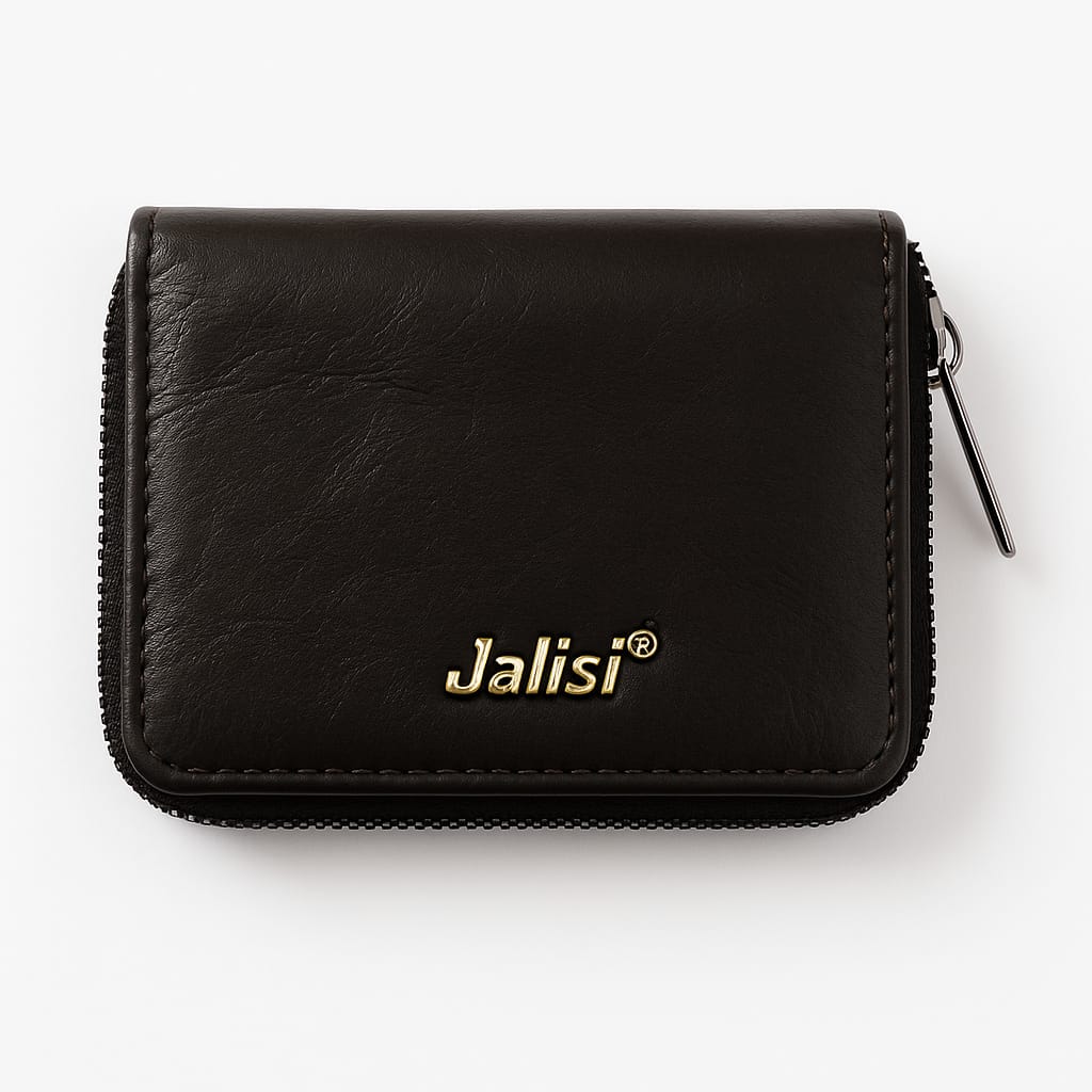 RFID Blocking Leather Card Holder Wallet – Compact Zipper Case with 11 Slots for Men & Women