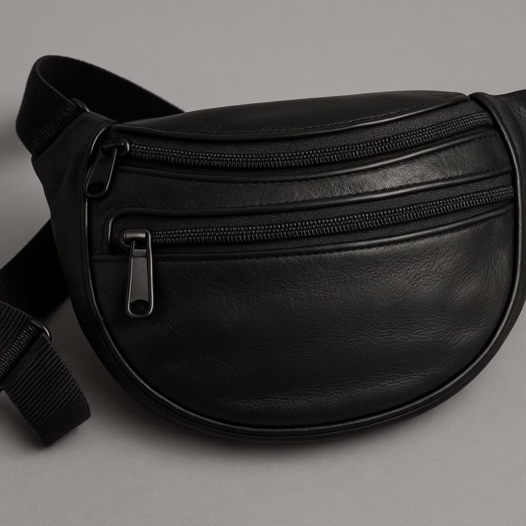 Premium Genuine Leather Crossbody Waist Bag – Unisex Travel Fanny Pack for Men & Women