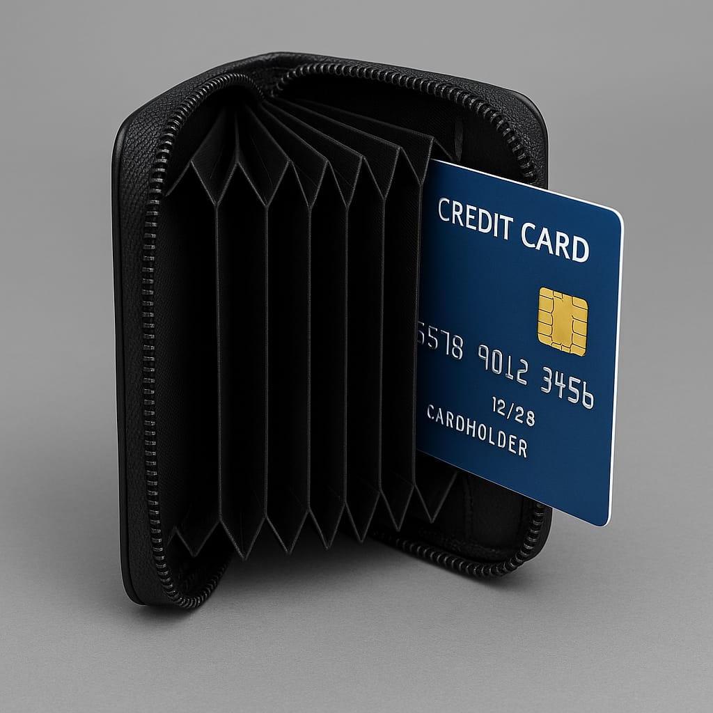 RFID Blocking Leather Card Holder Wallet – Compact Zipper Case with 11 Slots for Men & Women