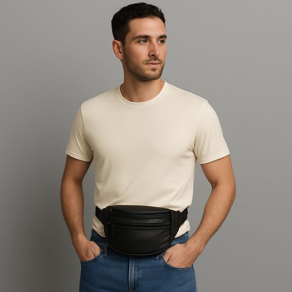 Premium Genuine Leather Crossbody Waist Bag – Unisex Travel Fanny Pack for Men & Women